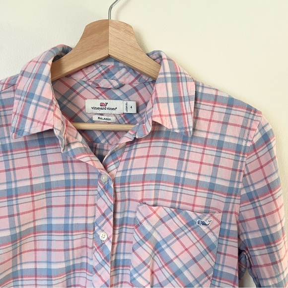 Vineyard Vines Plaid Chilmark Relaxed Button-Down Shirt Size 4 - Picture 3 of 5